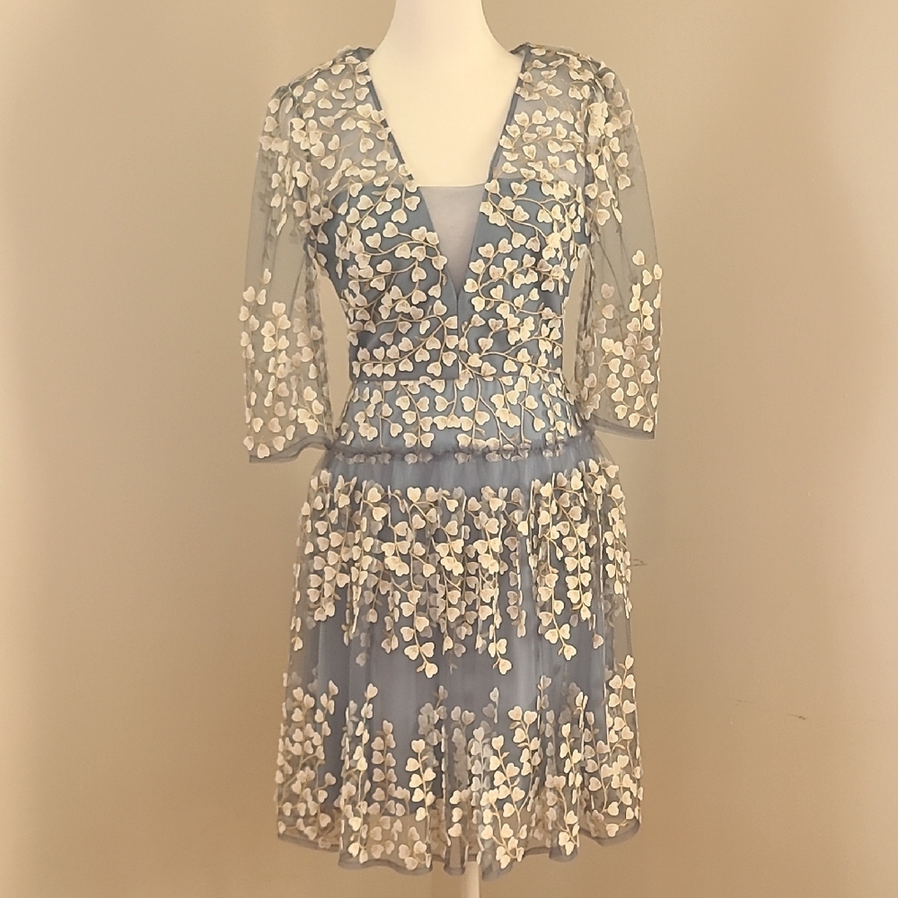 Elegant Blue Floral Dress